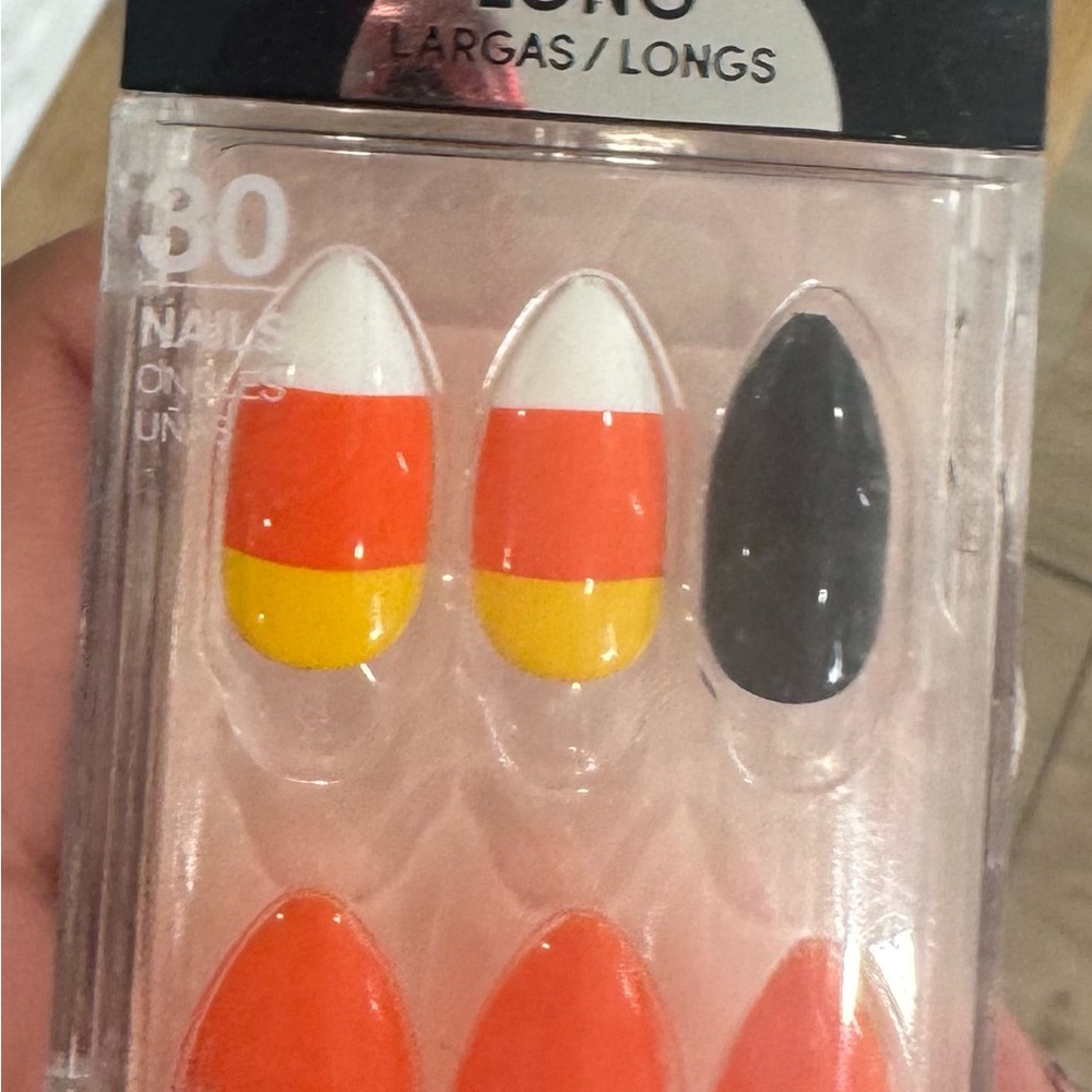 Dashing Diva halloween press on nails long striped candy corn